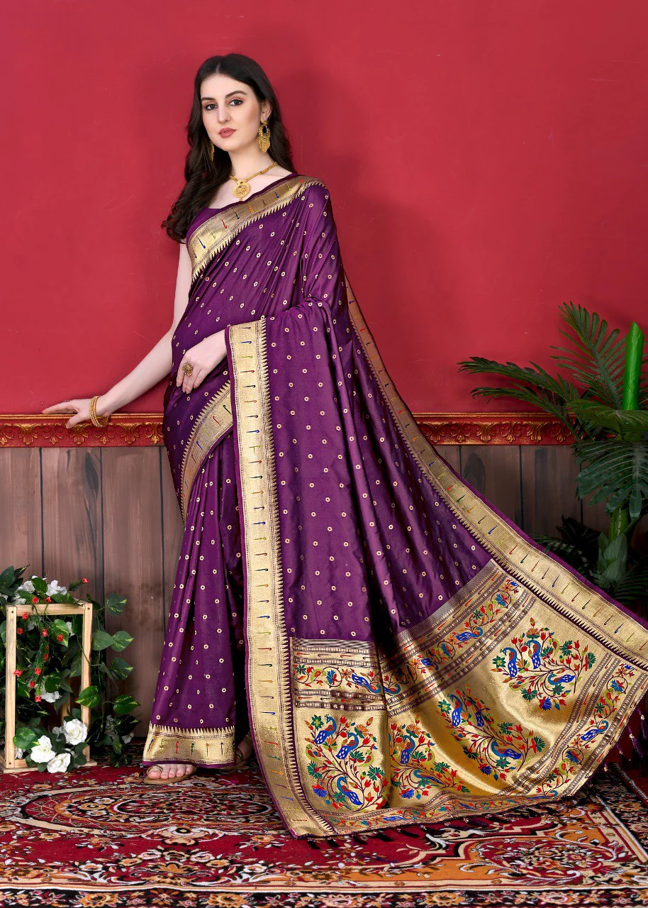 Purple Paithani Silk Saree